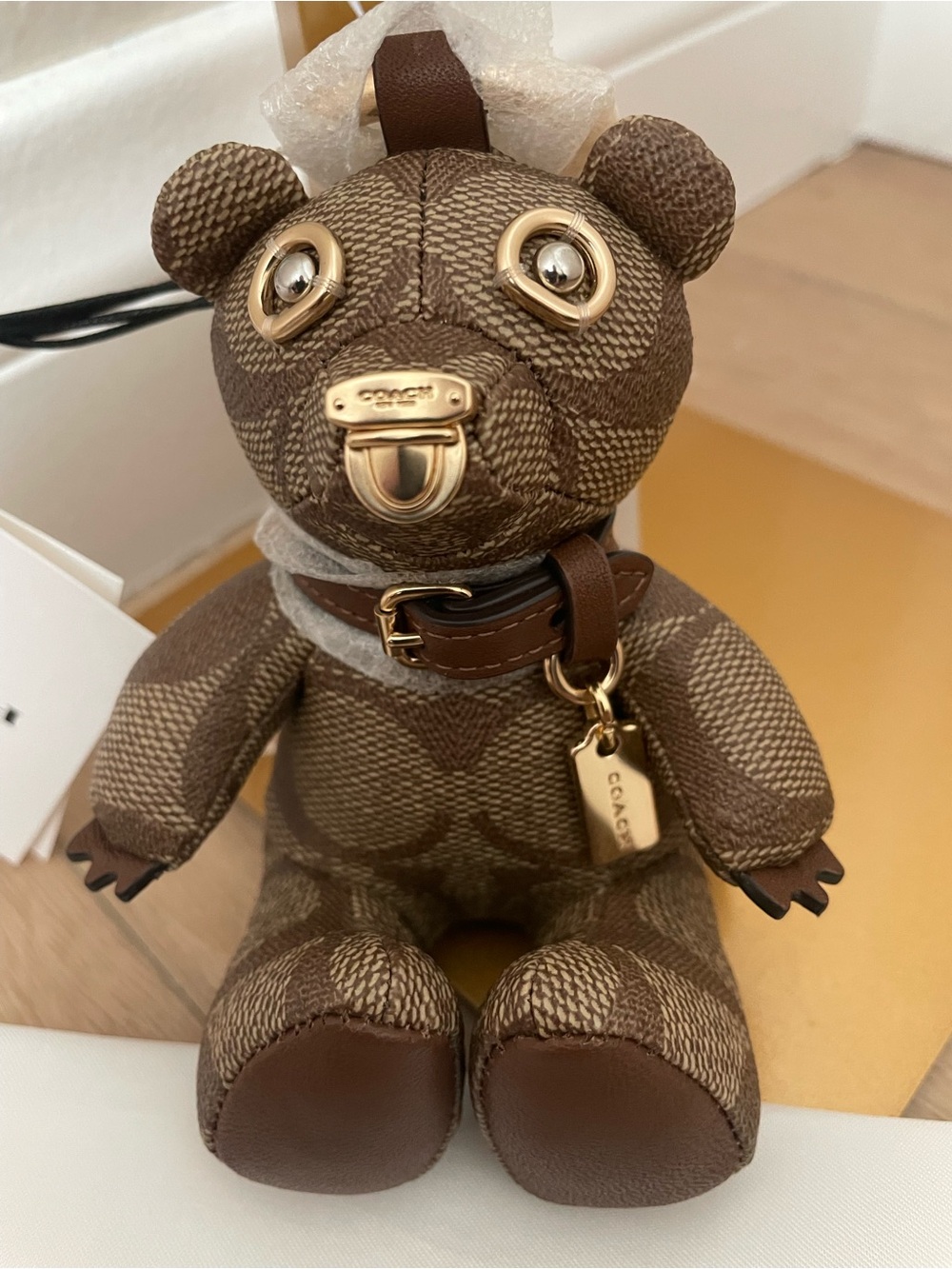 NWT Coach Signature Canvas Collectible Bear Bag Charm CZ195 Sold Out Rare - Picture 9 of 10